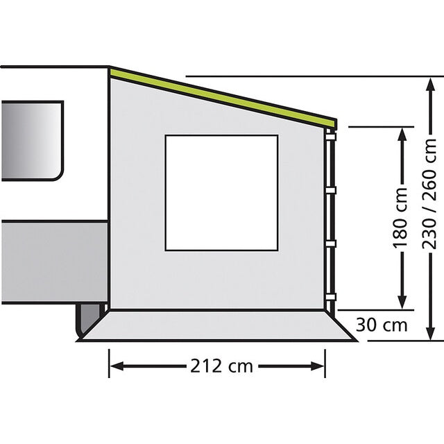 Universal Seitenwand mit Fenster 225 cm für Caravanstore