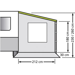 Universal Seitenwand mit Fenster 225 cm für Caravanstore