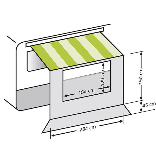 Universal Vorderwand für Markisen 3,5 m in Grau