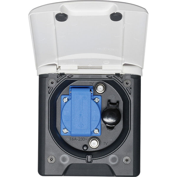 Universal Vorzeltsteckdose mit Magnetdeckel - Anthrazit