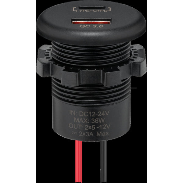 USB Einbau-Ladegerät 12/24V USB-A & USB-C 18W