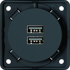 USB Ladesteckdose 2-fach 230V anthrazit matt