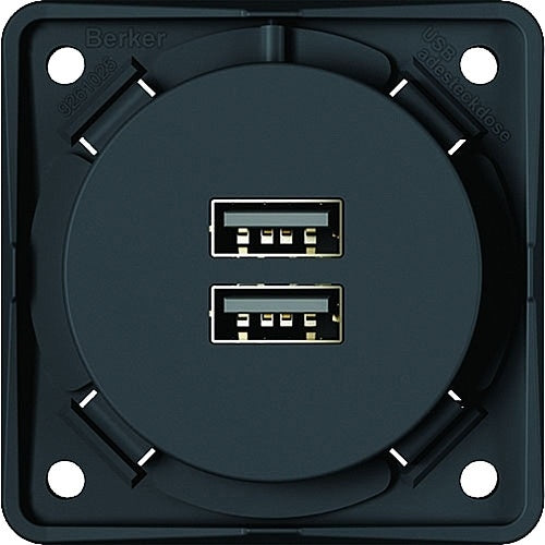 USB Ladesteckdose 2-fach 230V anthrazit matt