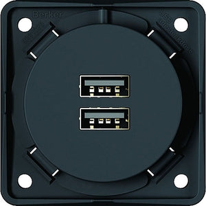 USB Ladesteckdose 2-fach 230V anthrazit matt