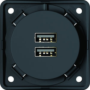 USB Ladesteckdose 2-fach anthrazit matt - Berker