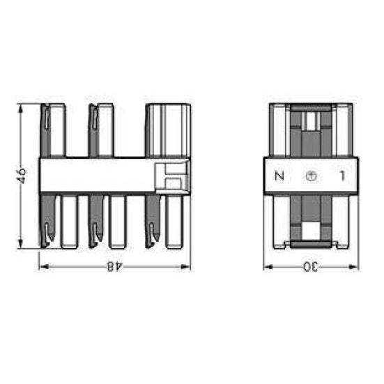 Verteiler 3-fach WAGO 250V, 25A, weiß