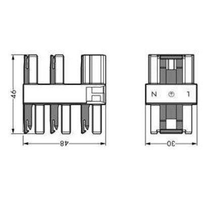 Verteiler WAGO 1x Stecker 5x Buchse 3-polig weiß