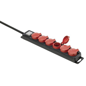 Verteilersteckdose 6-fach IP44, 1,5 m, schwarz/blau