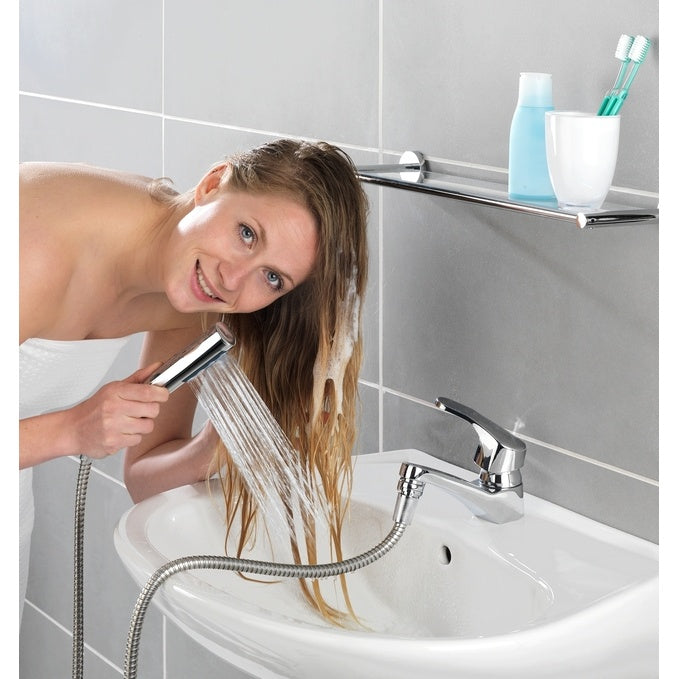 Waschbecken-Brause mit DUO Haken - silber