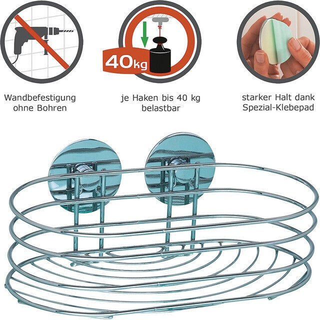 WENKO Turbo-Loc Wandablage Chrom 23,5 cm
