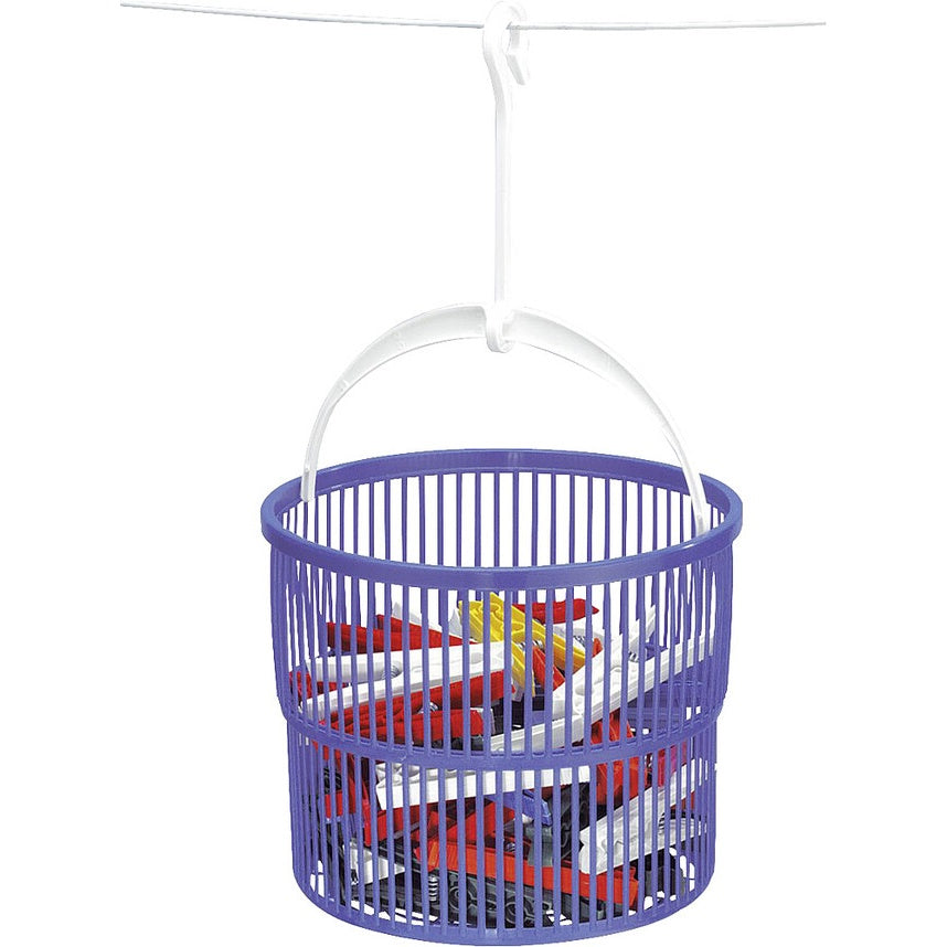 WENKO Wäscheklammernkorb rund, 30 Klammern, blau