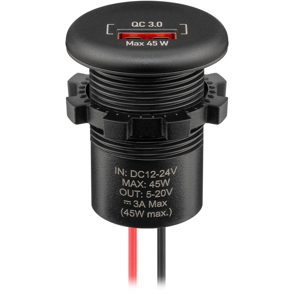 wentronic solutions Einbaucharger USB-A/USB-C 45 bis 60 W schwarz