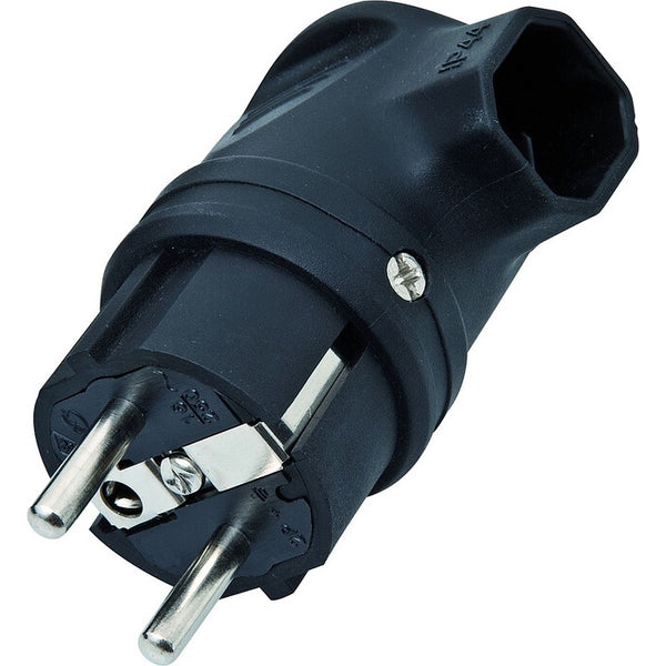 Winkel-Schukostecker 16A IP44, Thermoplast schwarz