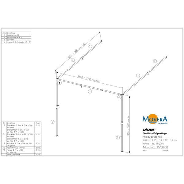 Wintergerüst Gr. 2 Stahl – Anbaugestänge 2650 mm